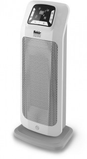 Aeroterma ceramica turn Fakir HT 400, 2000 W, 2 trepte de putere, Termostat reglabil electronic, Afisaj LED, Telecomanda, Protectie la supraincalzire, Alb lucios