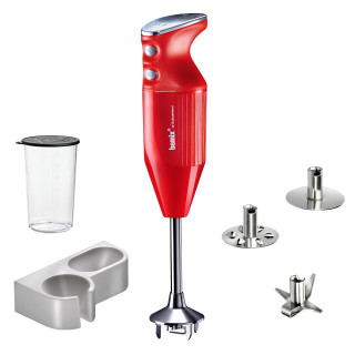 BAMIX Mono 200W, Motor profesional, Vas 600ml, Suport perete, 3 lame, Rosu