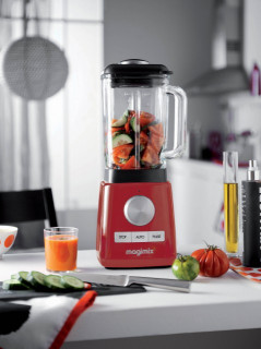 Power Blender MAGIMIX, 1300 W, 22,000 rpm, vas din sticlă 1,8 L, 3 ani garanție, roșu