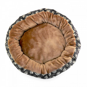Culcus moale cu perna, pentru caine/pisica, culoare crem-maron, impermeabil, baza antiderapanta, 50 cm