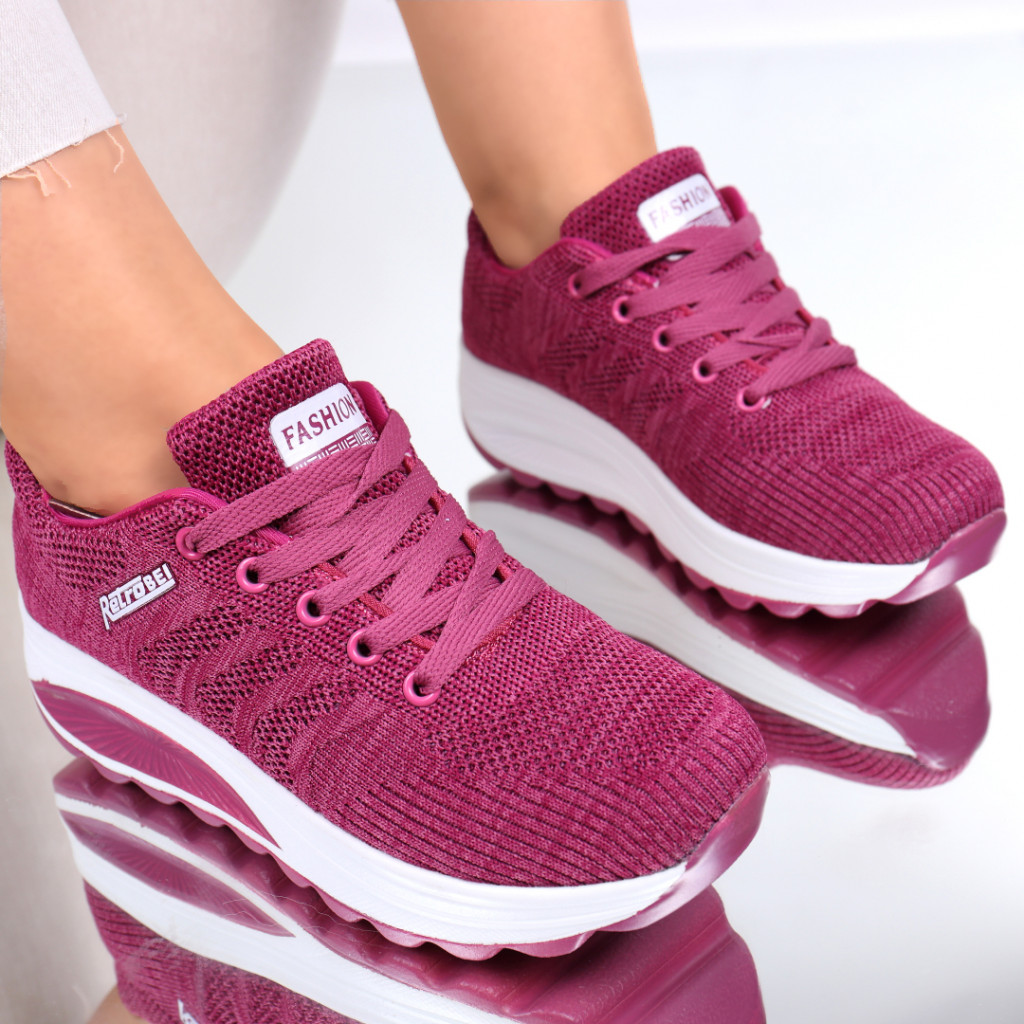 Adidasi material textil roz inchis camy