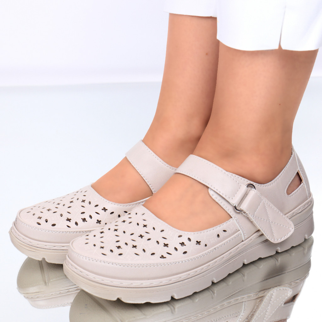 Pantofi piele ecologica bej noa