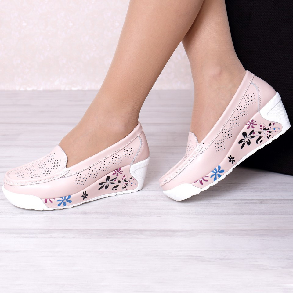 Pantofi piele naturala ilinca pink