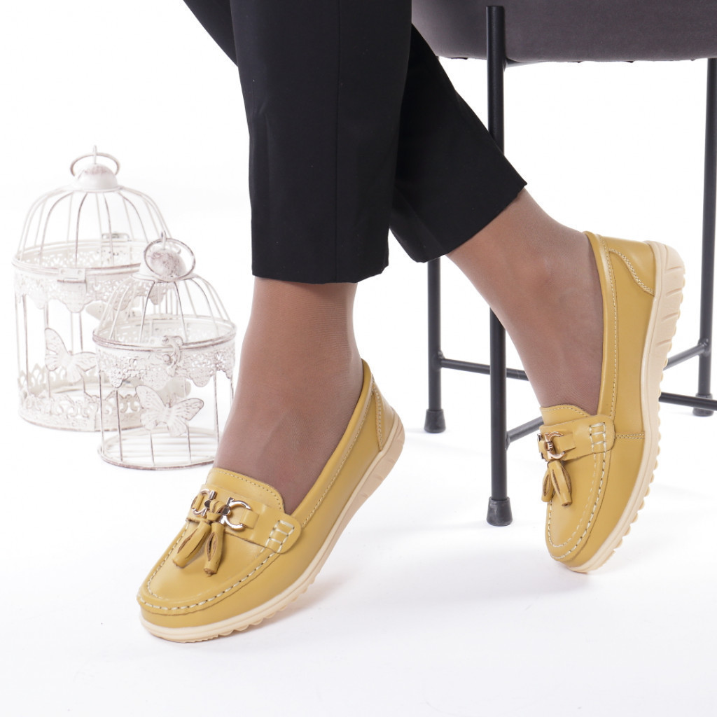Pantofi piele naturala milia yellow
