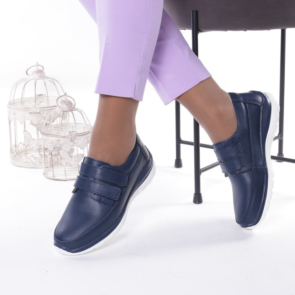 Pantofi piele naturala petrina blue