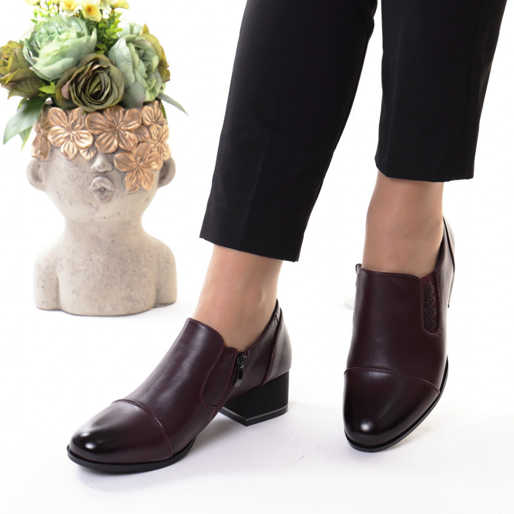 Pantofi bordo piele ecologica sanura