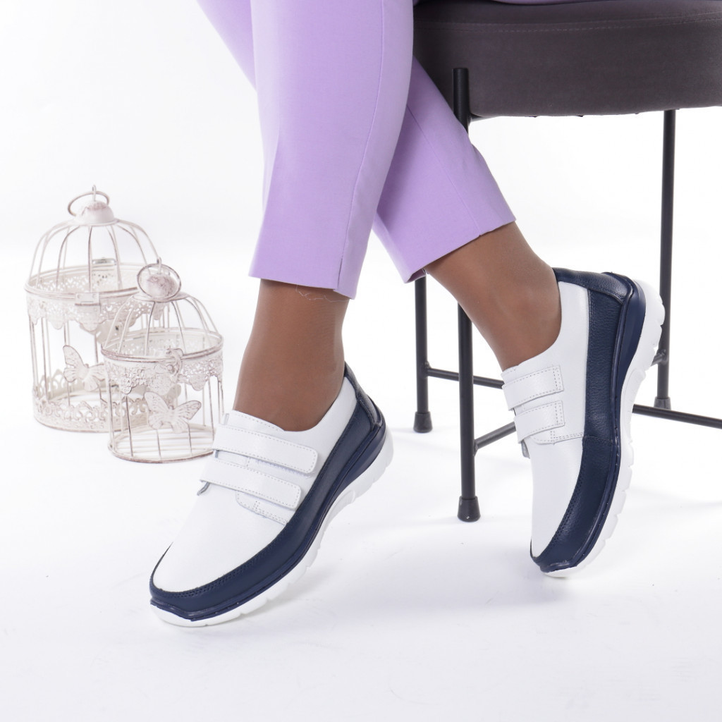 Pantofi piele naturala petrina white