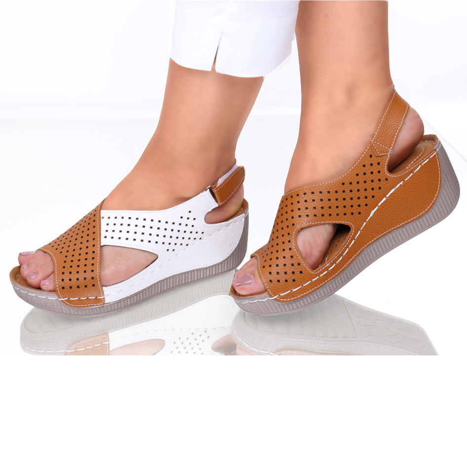 Sandale piele ecologica camel norma