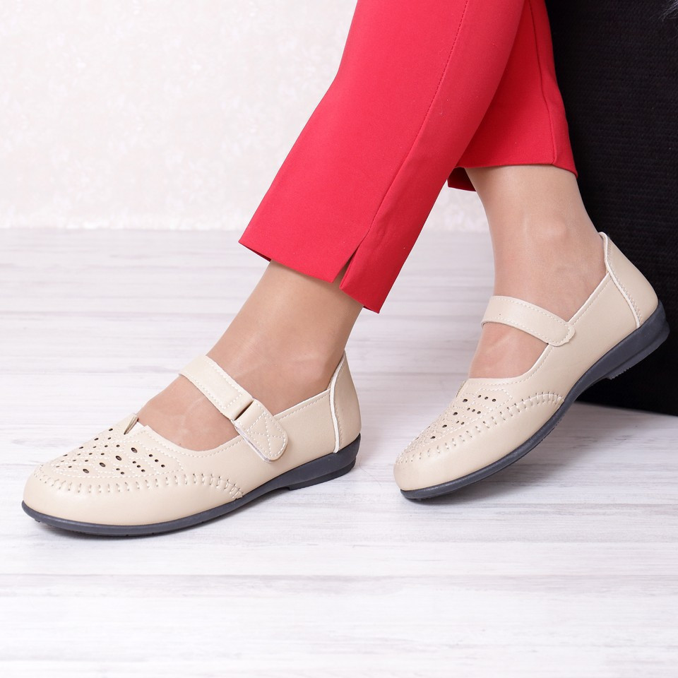 Pantofi casual dama viorena beige