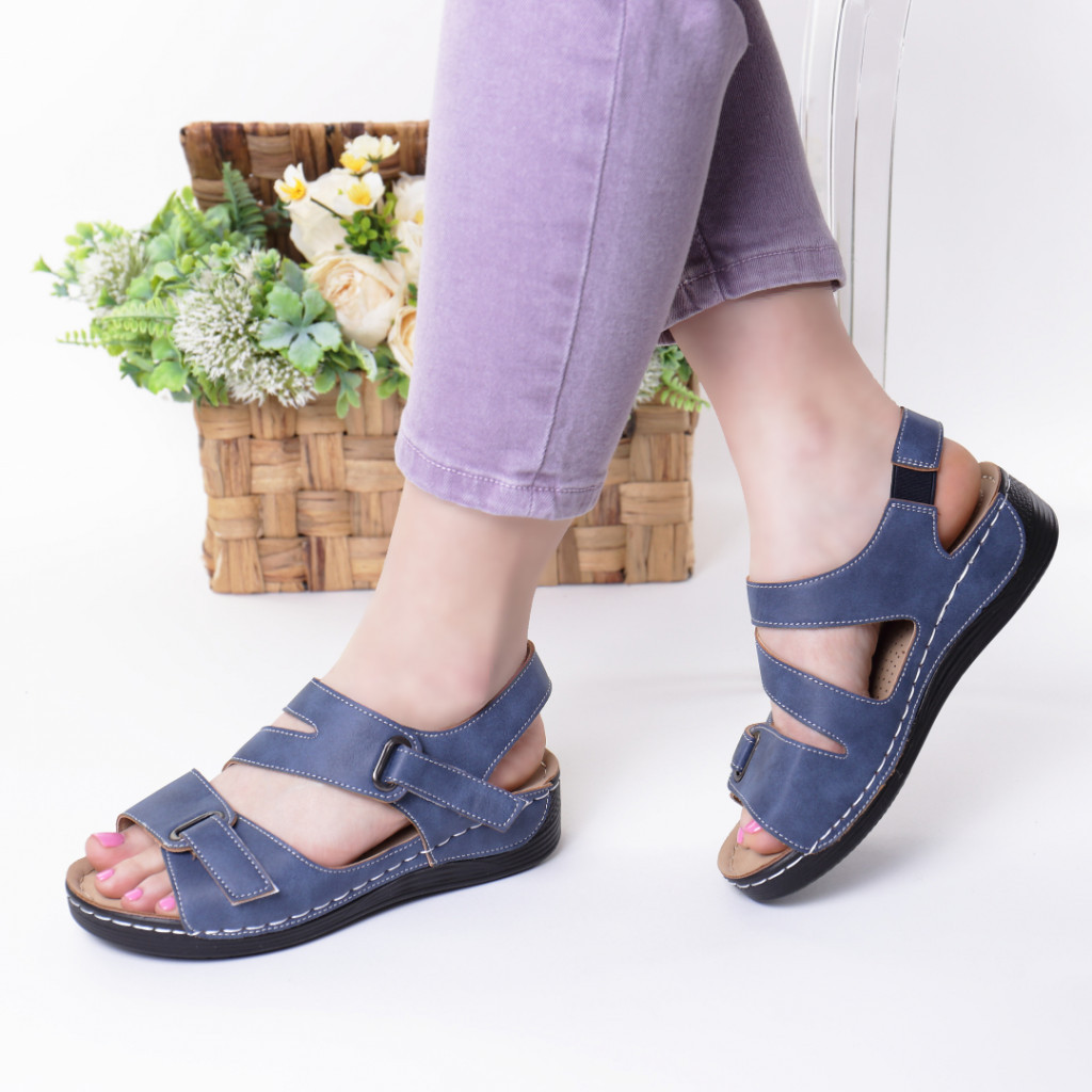 Sandale albastre piele ecologica abana