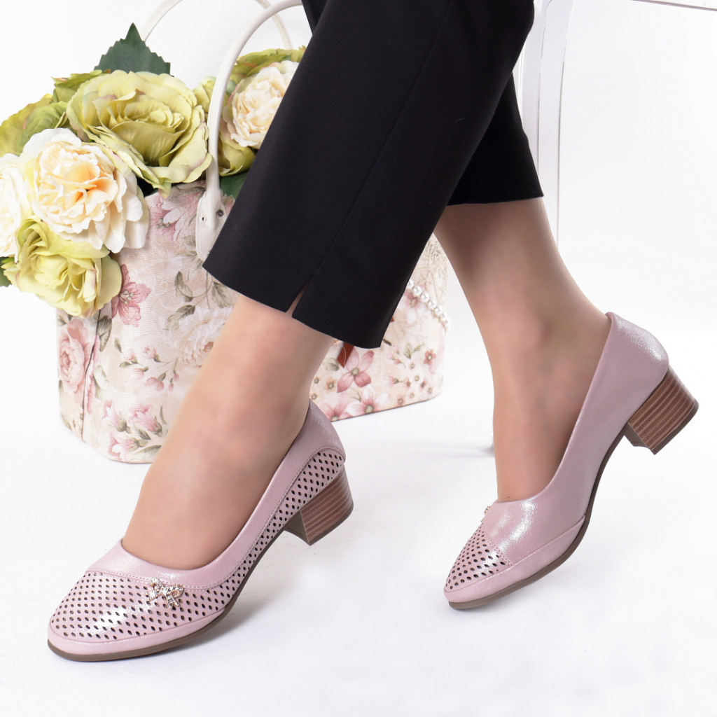 Pantofi roz piele ecologica stiana