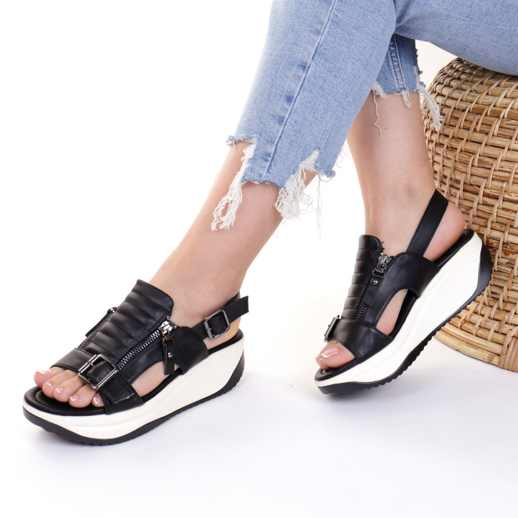 Sandale piele ecologica negre heidi