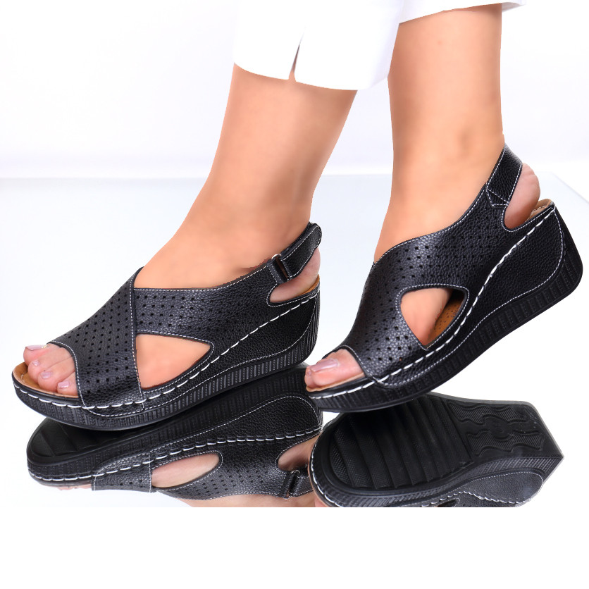 Sandale piele ecologica negre norma