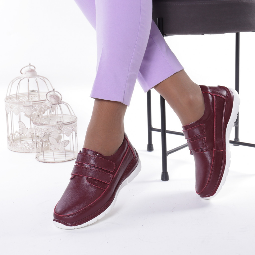Pantofi piele naturala petrina bordo