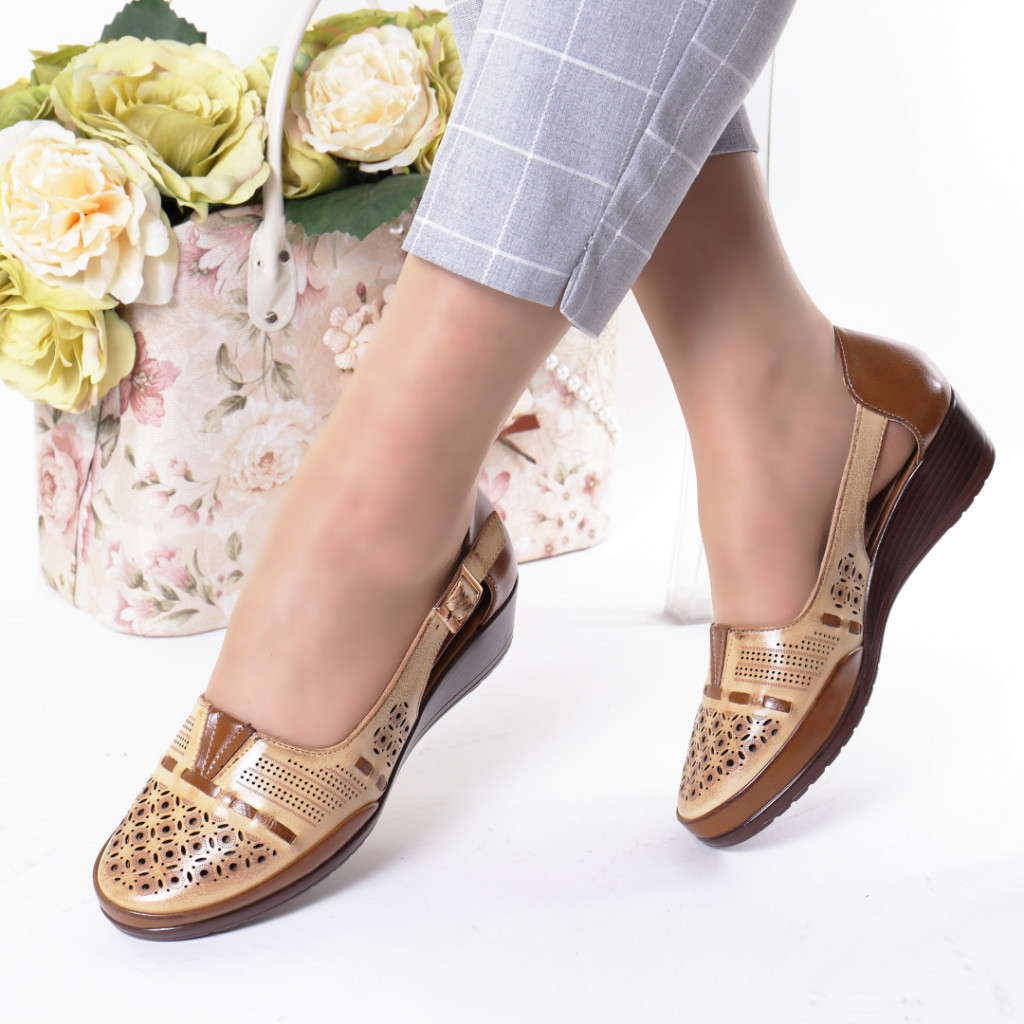 Pantofi camel piele ecologica filiza