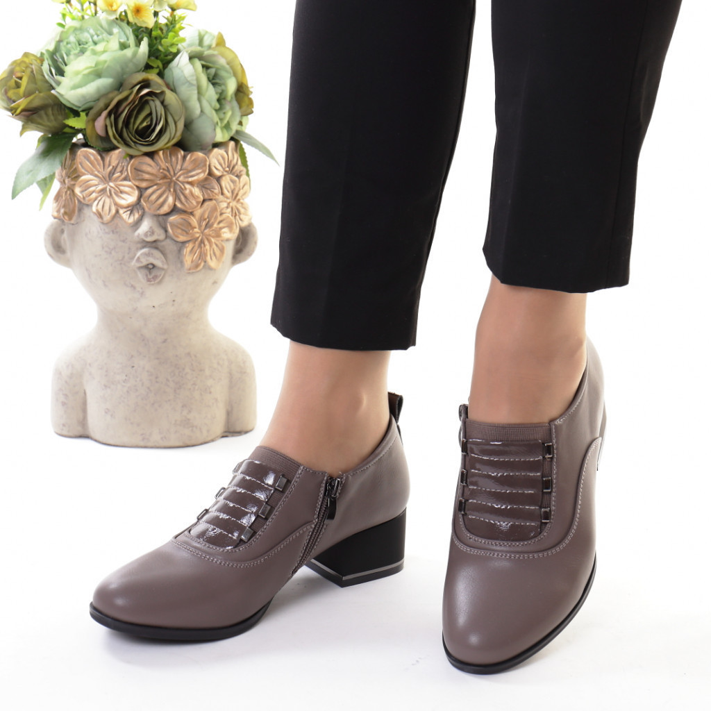 Pantofi gri piele ecologica rosalva