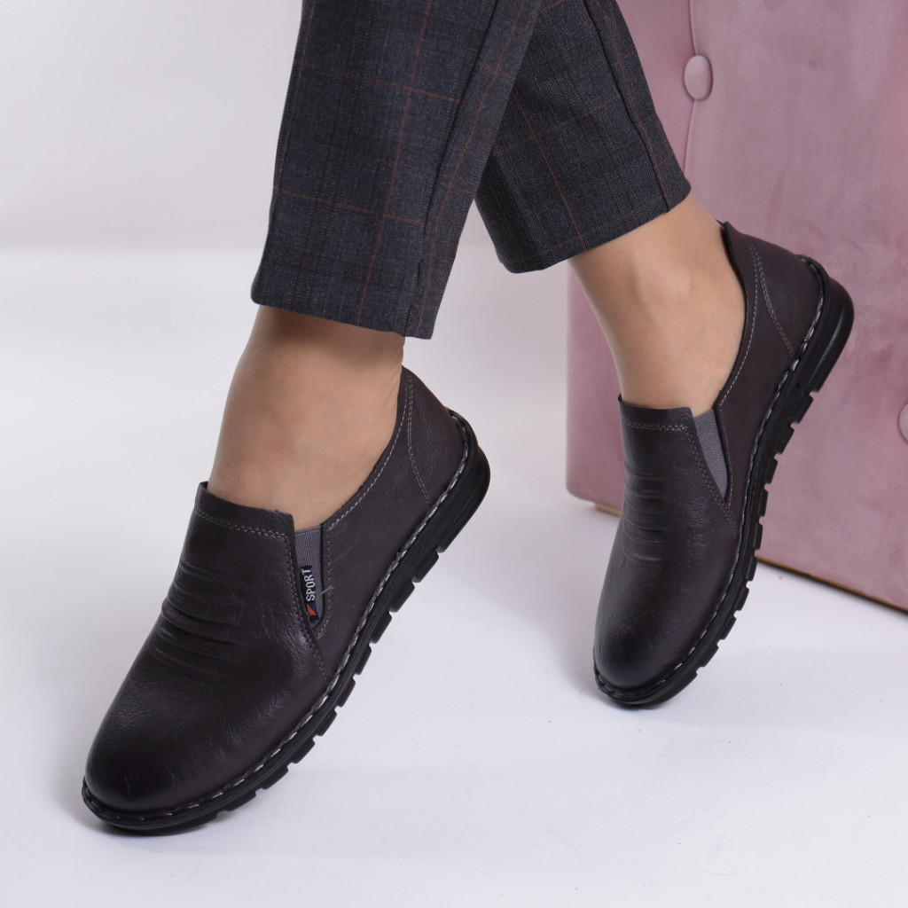 Pantofi gri piele ecologica vasila