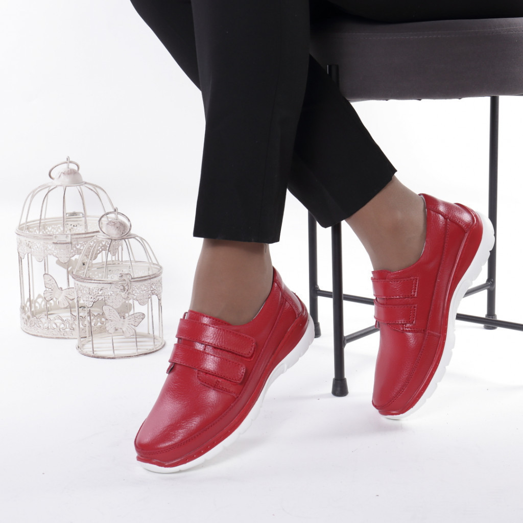 Pantofi piele naturala petrina red