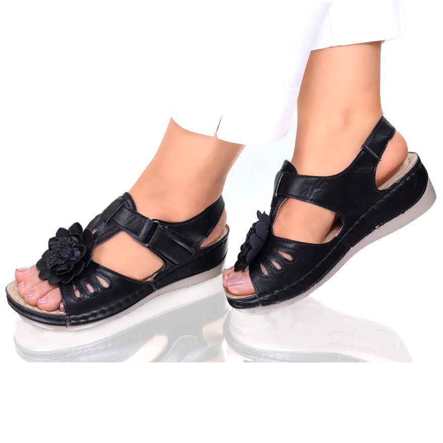 Sandale piele ecologica negre floransa