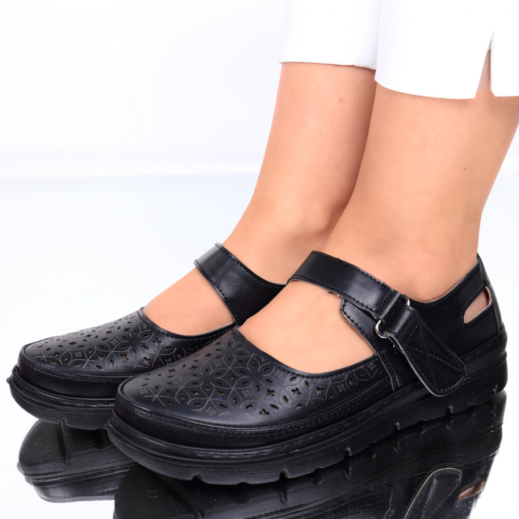 Pantofi piele ecologica negri noa