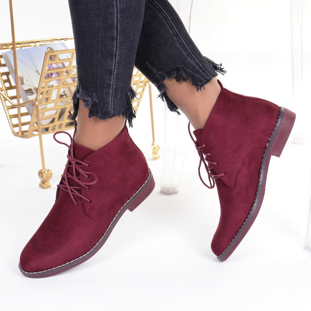 Ghete bordo casual cu siret giorgina