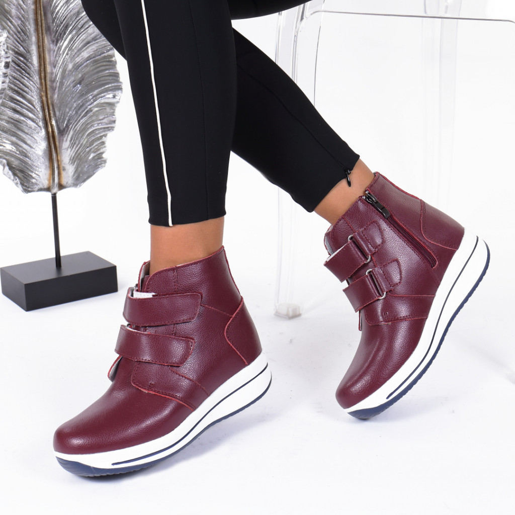 Ghete bordo piele naturala imblanite nedia