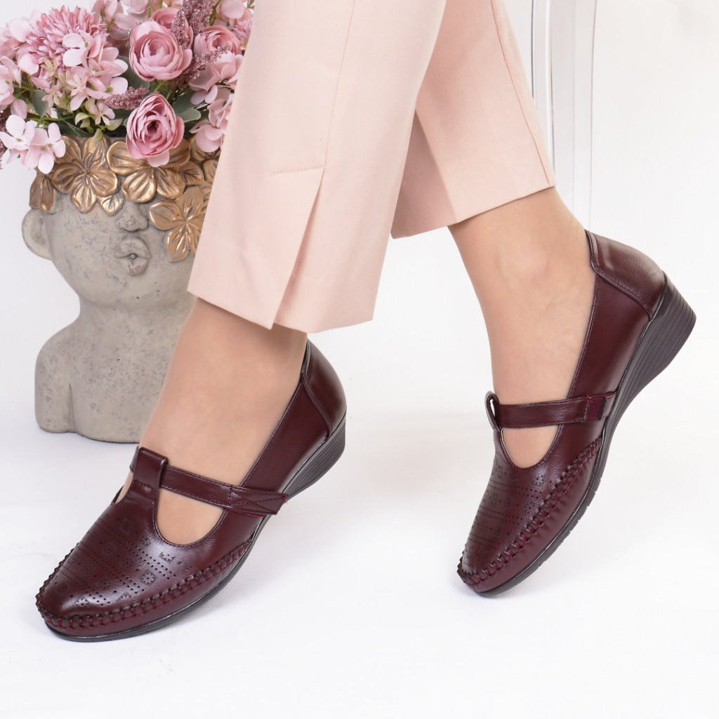 Pantofi bordo piele ecologica casandra