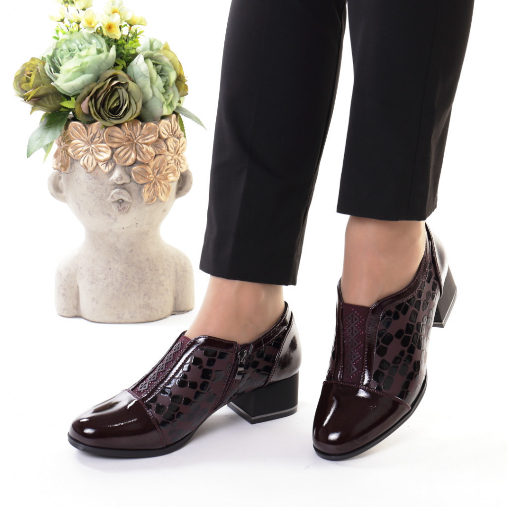 Pantofi bordo piele ecologica indira