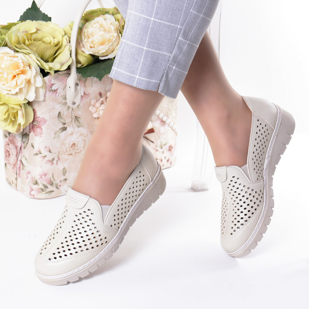 Pantofi crem piele ecologica handa