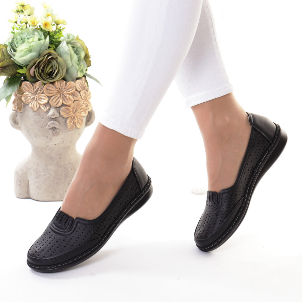 Pantofi negri piele ecologica notera