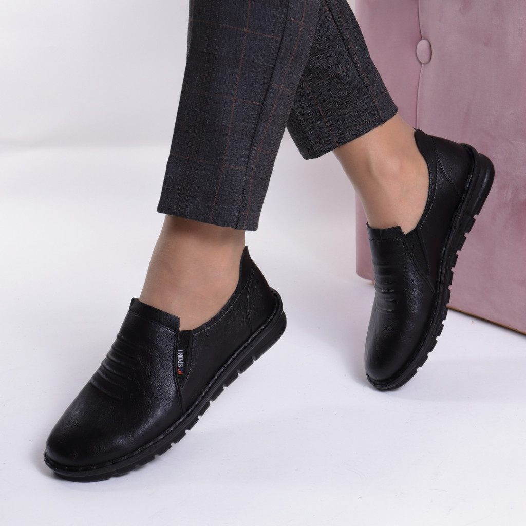 Pantofi negri piele ecologica Vasila
