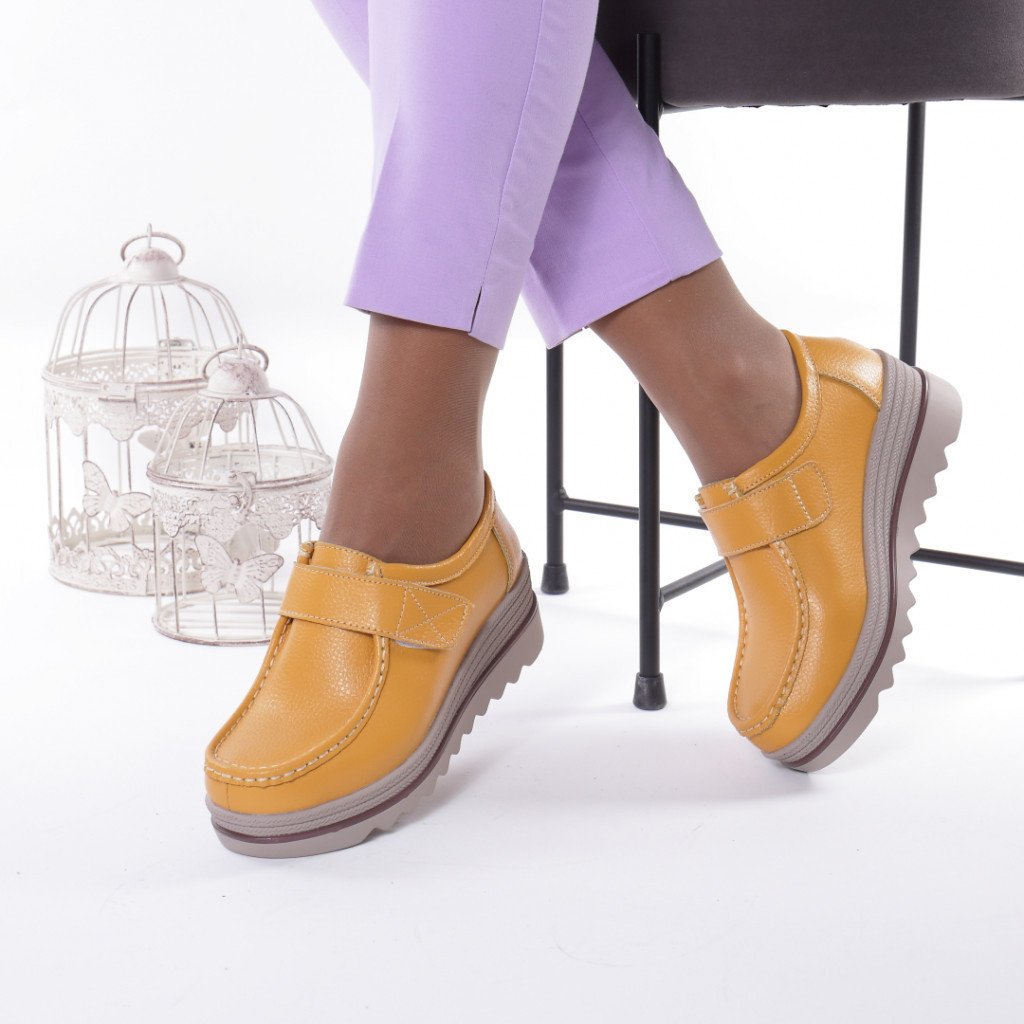 Pantofi piele naturala izora yellow