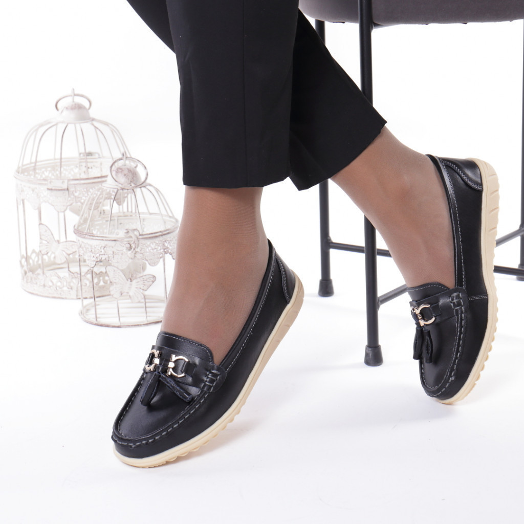 Pantofi piele naturala milia black