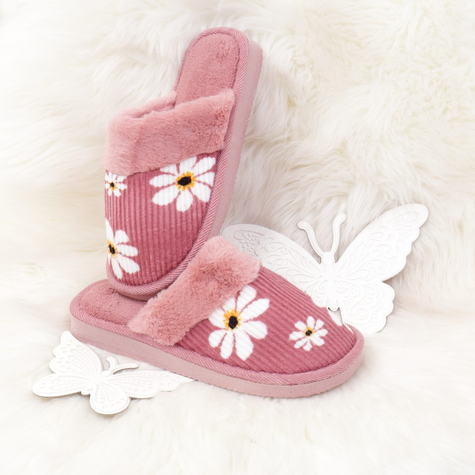 Papuci bela pink