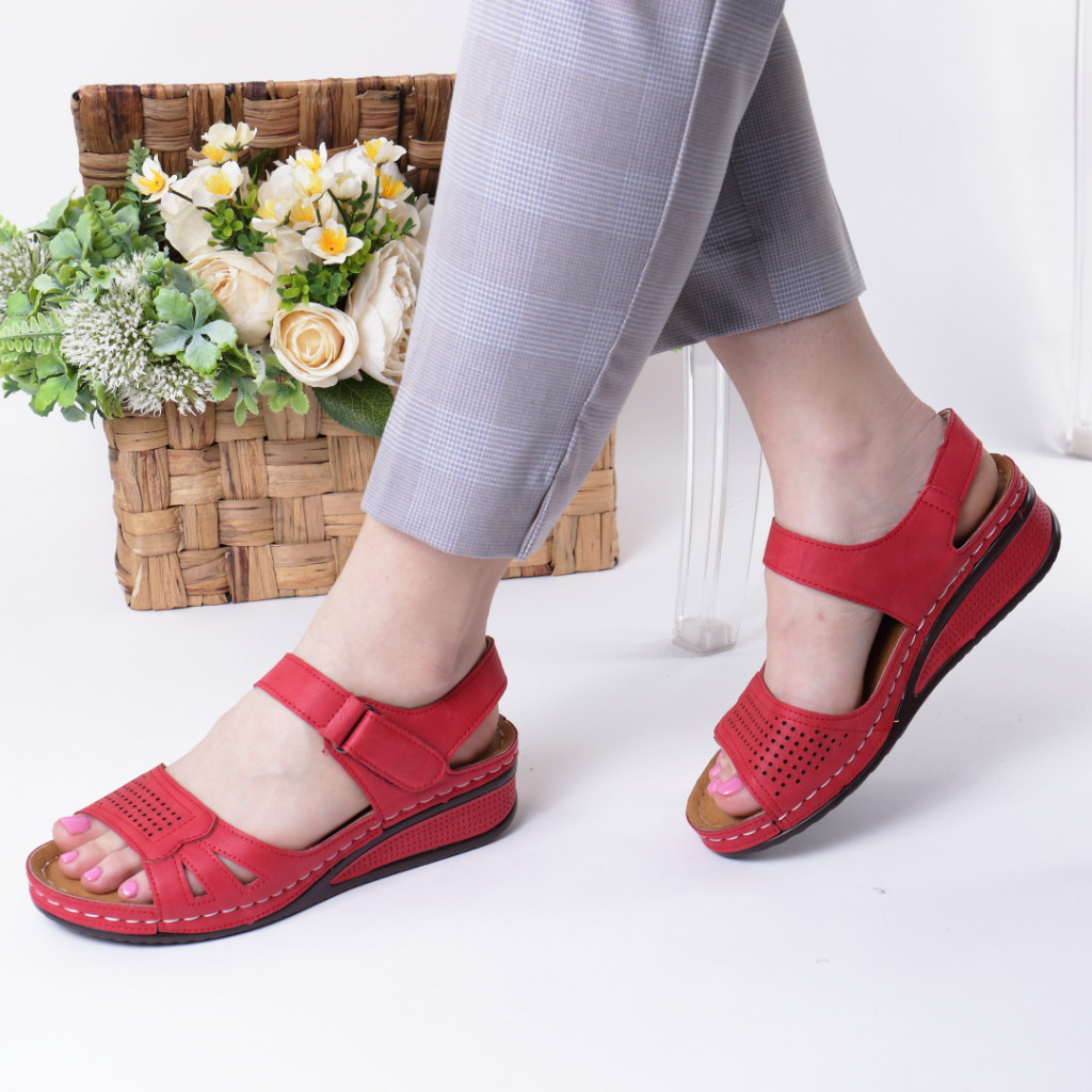 Sandale rosii piele ecologica verana