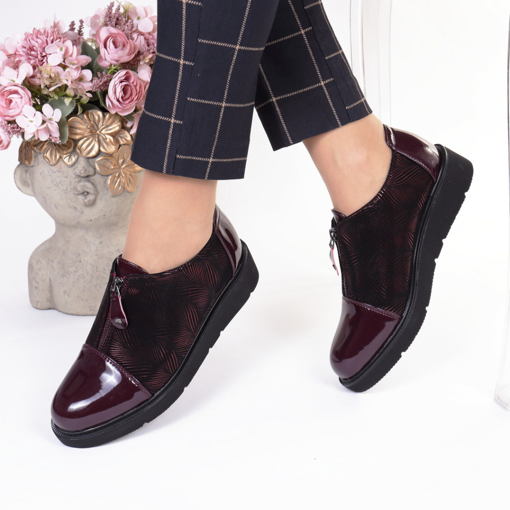 Pantofi bordo piele ecologica rosita