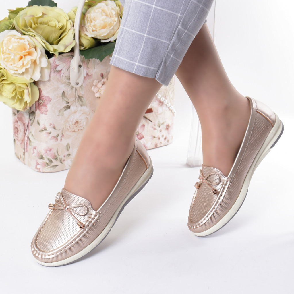 Pantofi gold piele ecologica azra