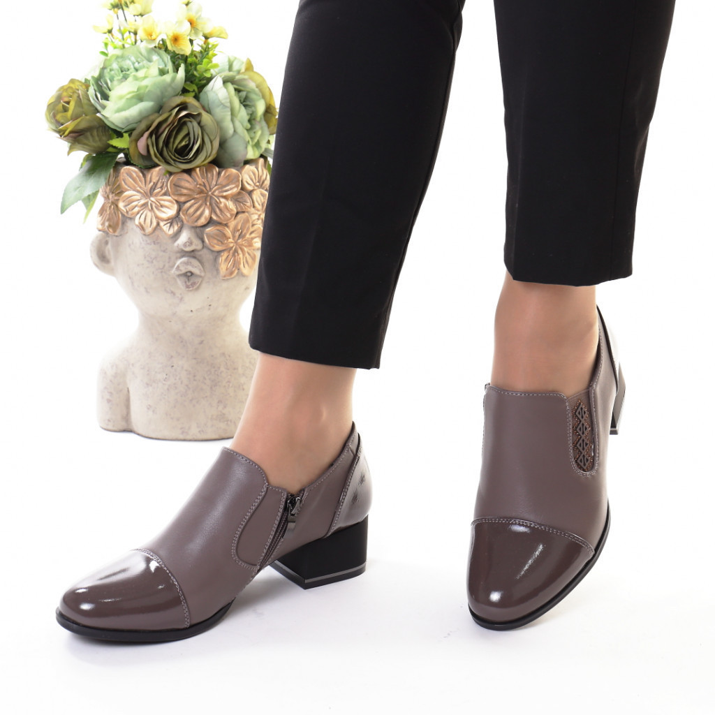 Pantofi gri piele ecologica sanura