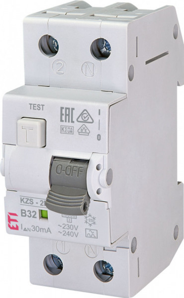 Siguranta automata diferentiala RCBO, tip A KZS-2M A B32/0.03, eti