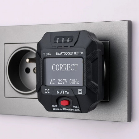 Tester priza profesional cu afisaj, tester RCD 30mA,model 2020