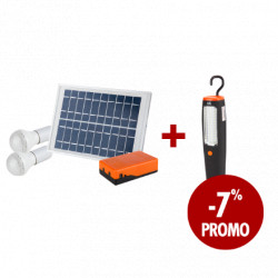 Kit Iluminare LED Incarcare Solara si 2 Becuri 5W + Laterna Suport Magnetic 43 Leduri PROMO 1+1 / C: 678103/678290