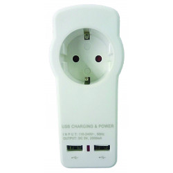 Adaptor priza Schuko cu incarcator 2xUSB 2.1A