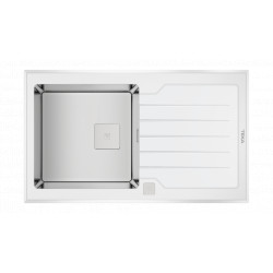 Chiuveta Teka Premium Line DIAMOND RS15 1B 1D 86 WHITE inox + sticla (alba) 115100012