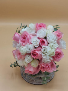 Buchet de mireasa alb-roz