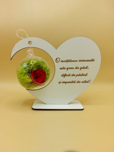 Inima cu trandafir criogenat pentru doamna Învățătoare