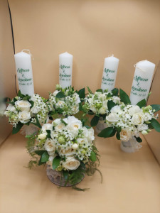 Set 4 lumanari pentru nunta alb-verde