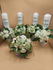 Set 4 lumanari pentru nunta alb-verde