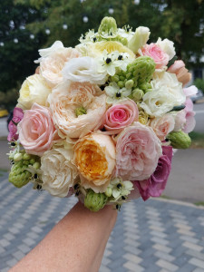Set lumanari si buchet nunta cu trandafiri garden