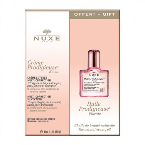 Set Nuxe Creme Prodigueuse Boost, Crema pentru fata pentru piele uscata 40 ml, Ser anti-imbatranire 10 ml