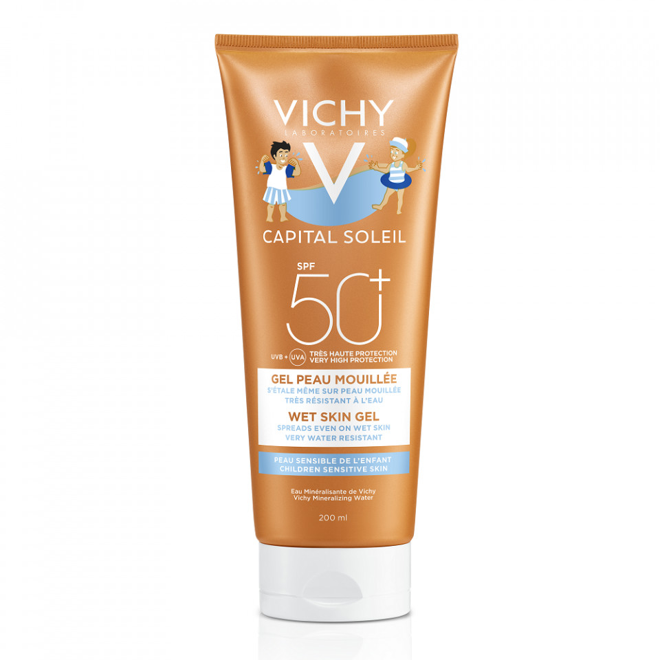 Gel pentru copii rezistent la apă cu SPF 50+ Vichy Capital Soleil 200 ml